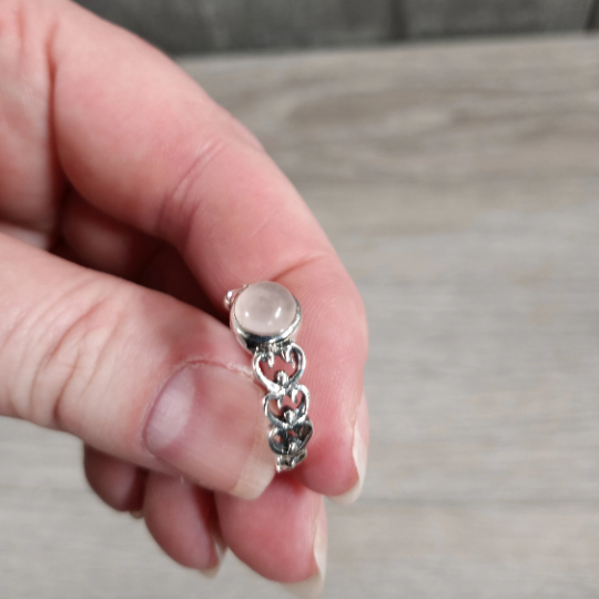 Rose Quartz 925 Sterling Silver Heart Ring
