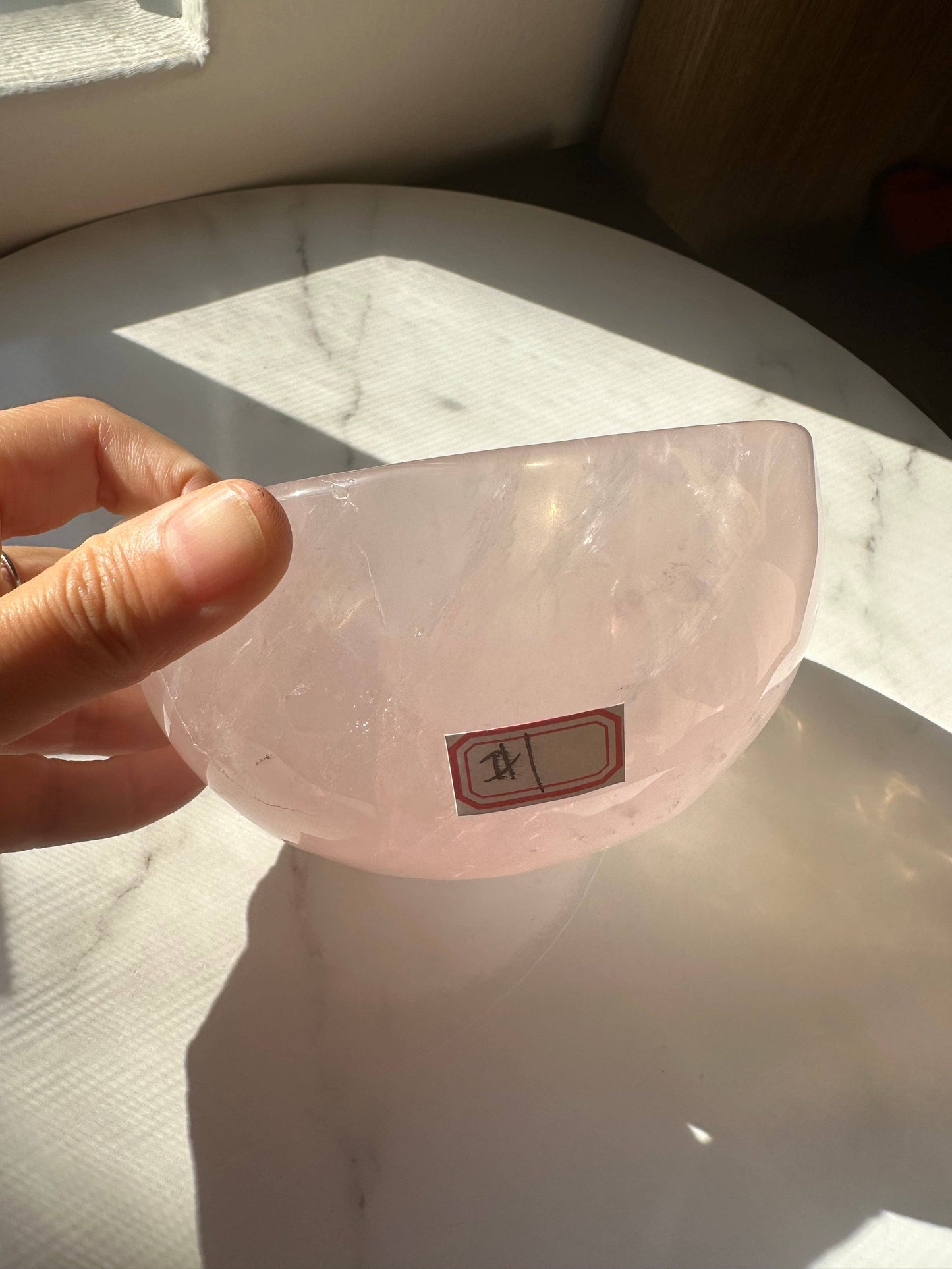 Large Rose Quartz Crystal Bowl Carving #1