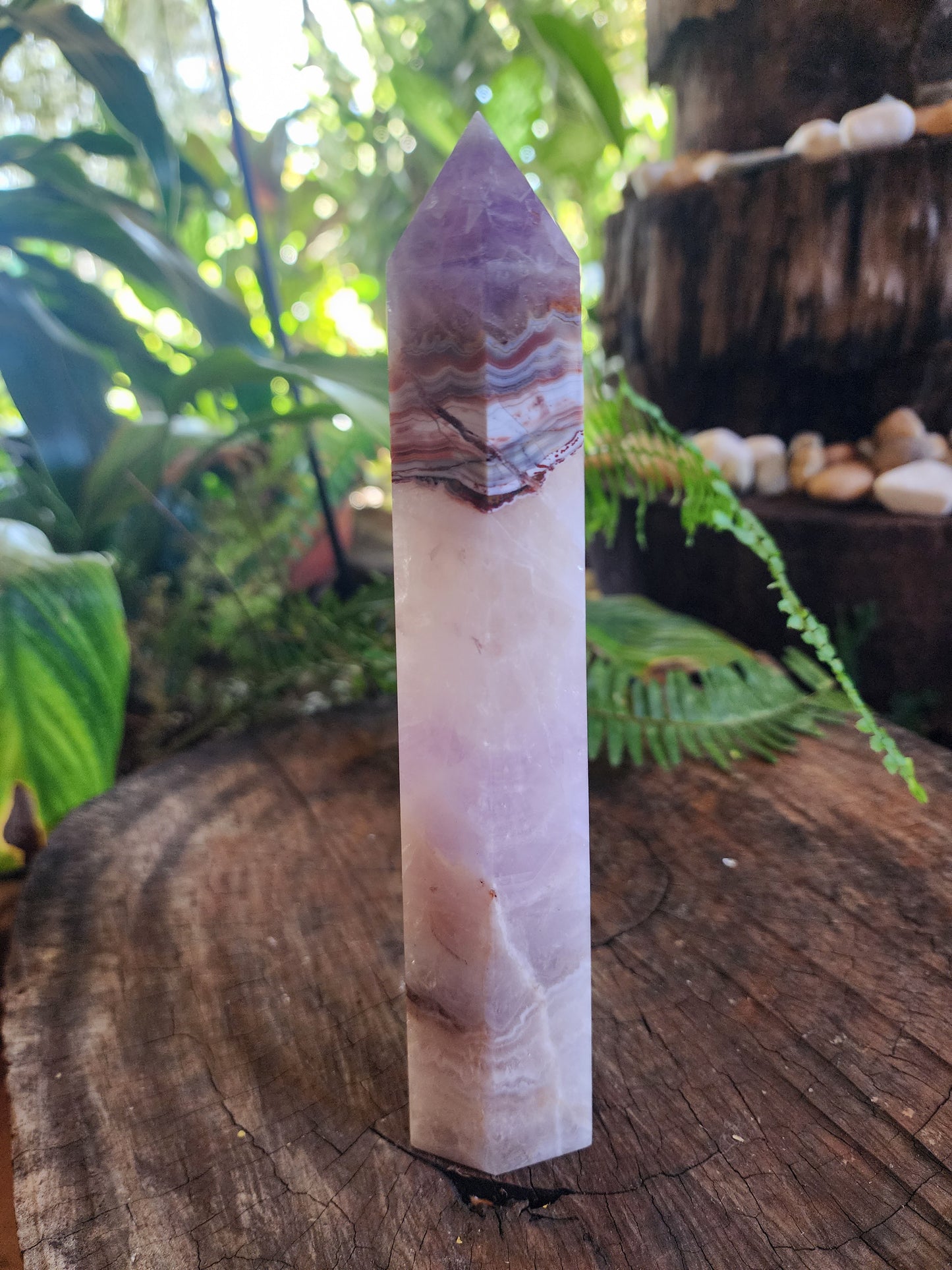 Large Amethyst Lace Agate Tower Point 20cm