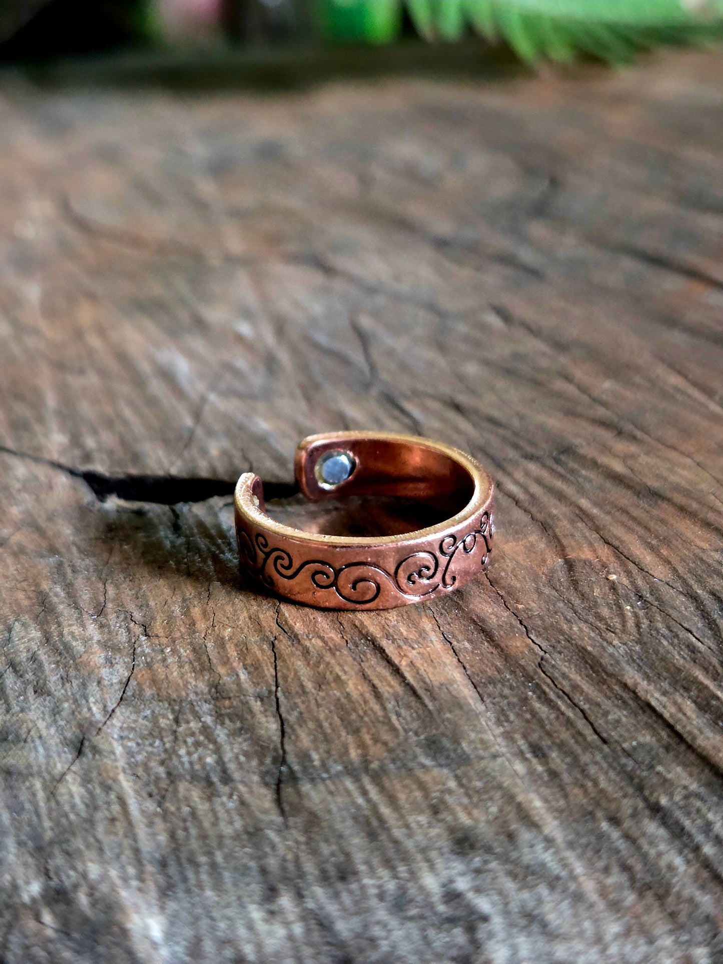 Copper Magnetic Adjustable Ring "Swirl"