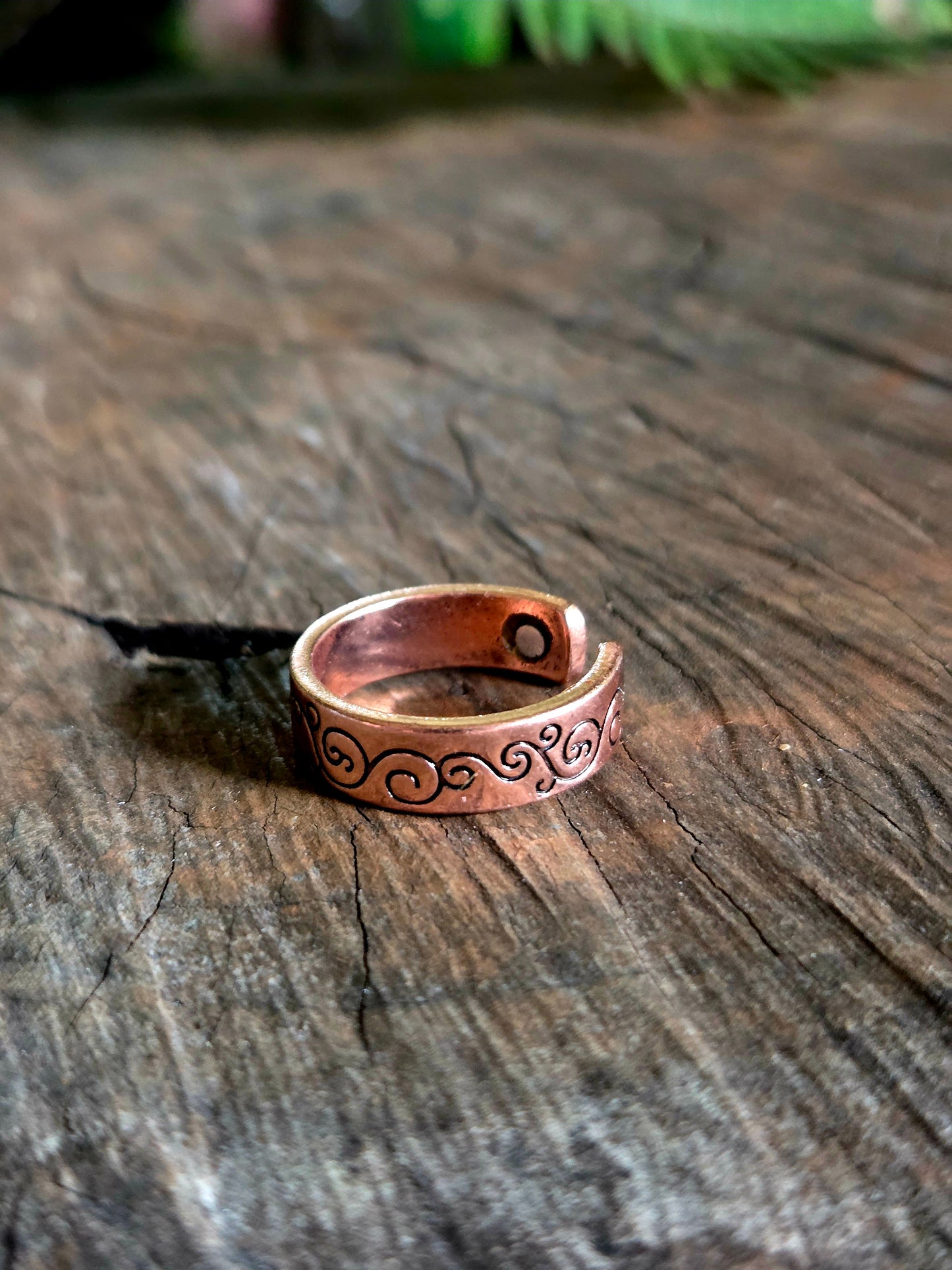 Copper Magnetic Adjustable Ring "Swirl"