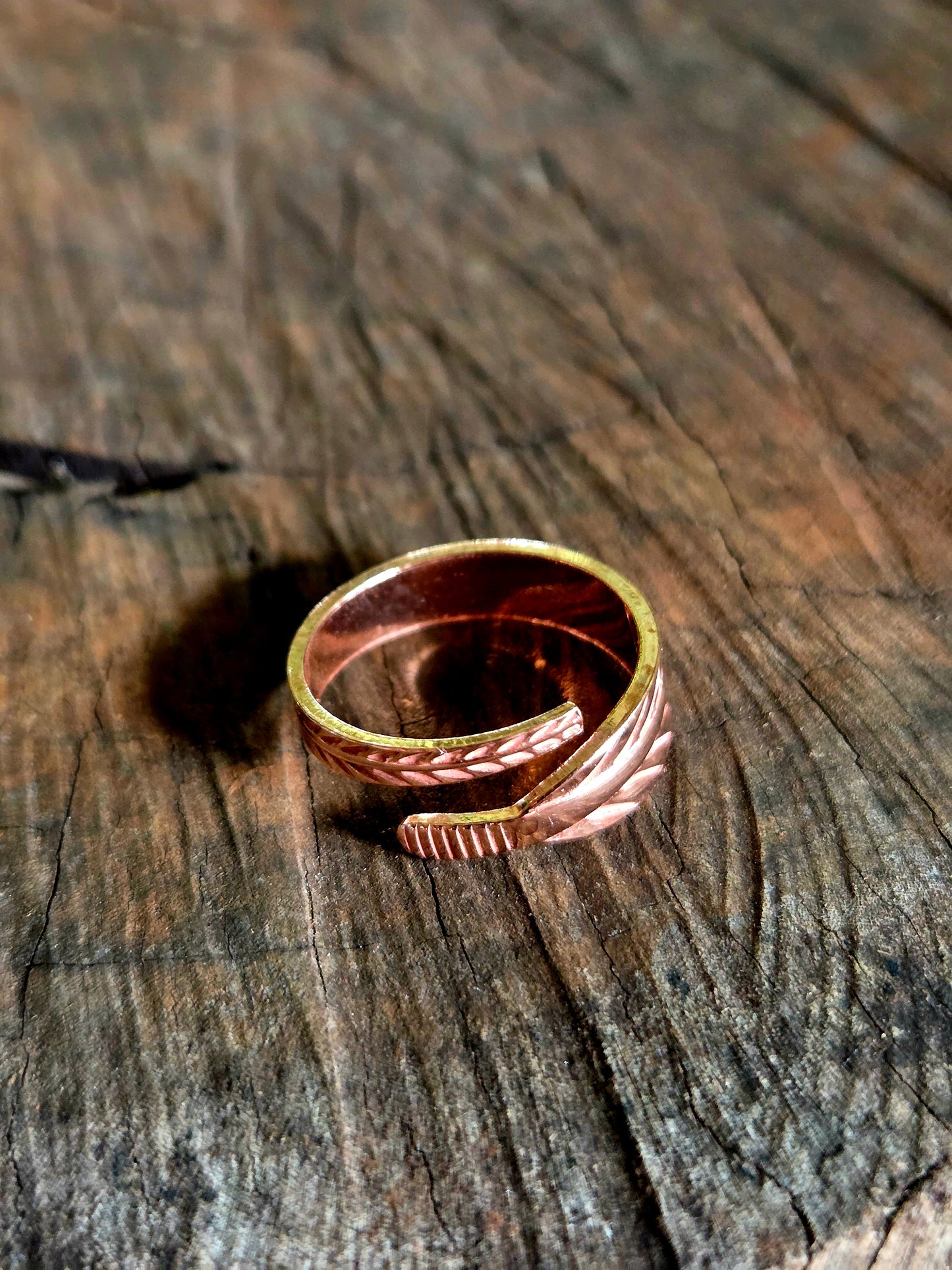 Copper Feather Ring Adjustable