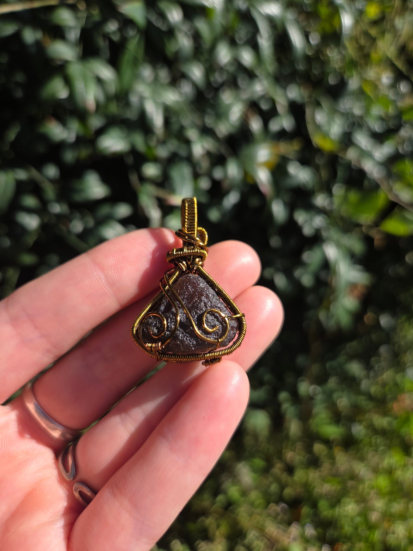 Agni Manitite Copper Wire Wrapped Pendant Necklace Bronze