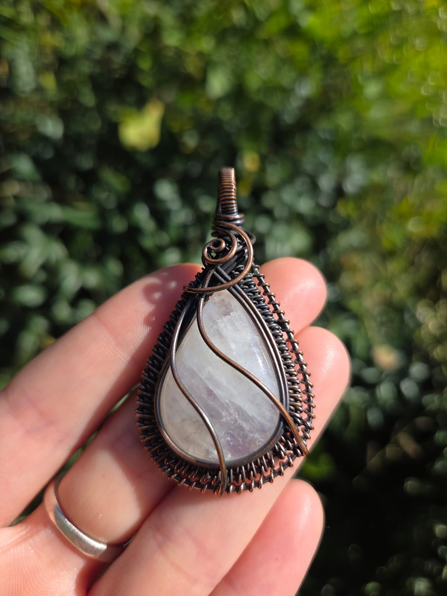 Moonstone Copper Wire Wrapped Handmade Pendant