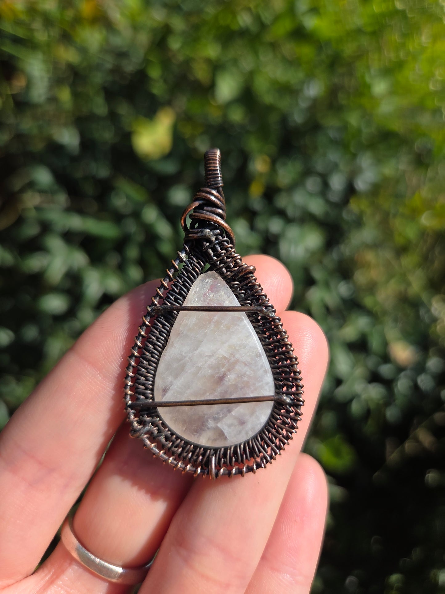 Moonstone Copper Wire Wrapped Handmade Pendant