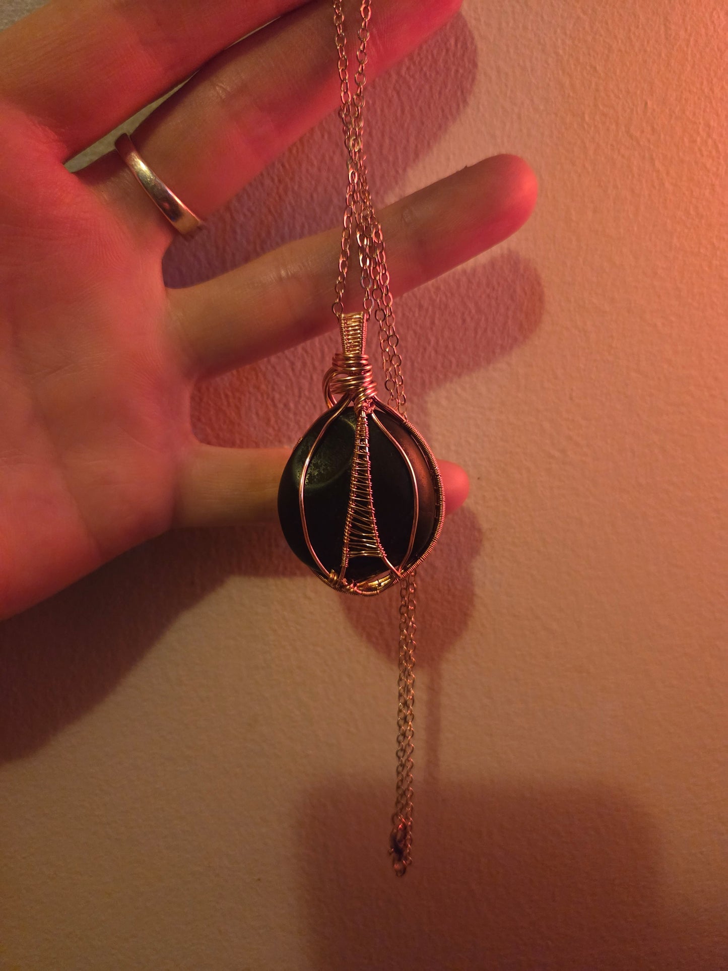 Shungite Copper Wire Wrap Pendant Necklace EMF Protection