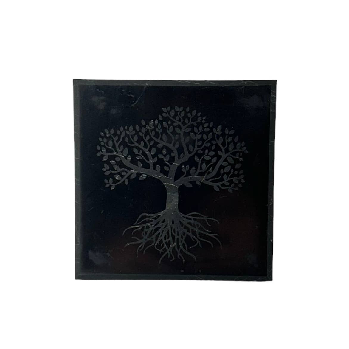 Shungite Square Tile Engraved Tree of Life 10cm