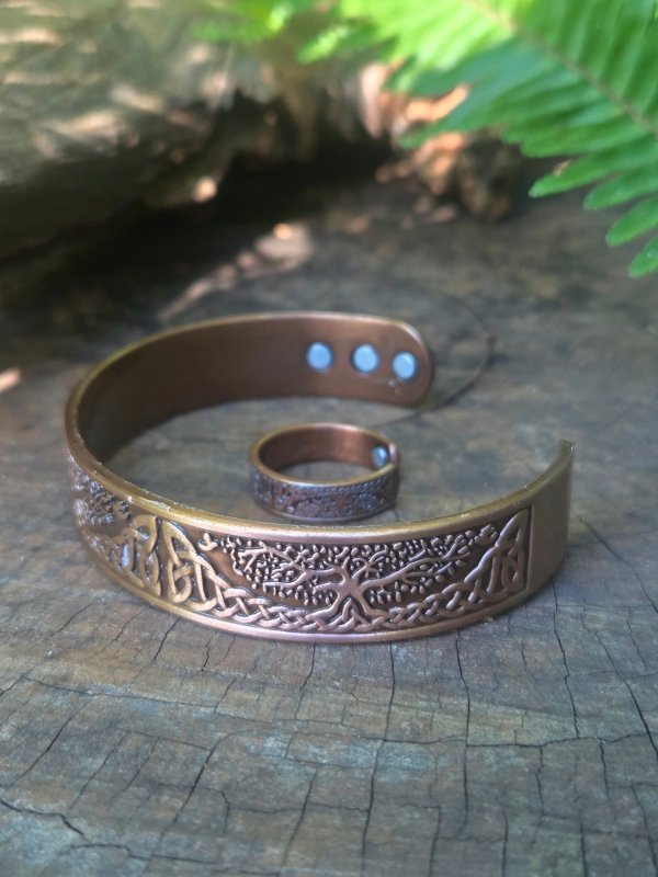 2pcs Magnetic Copper Bracelet & Ring Set - Tree of Life - Jewellery Australia