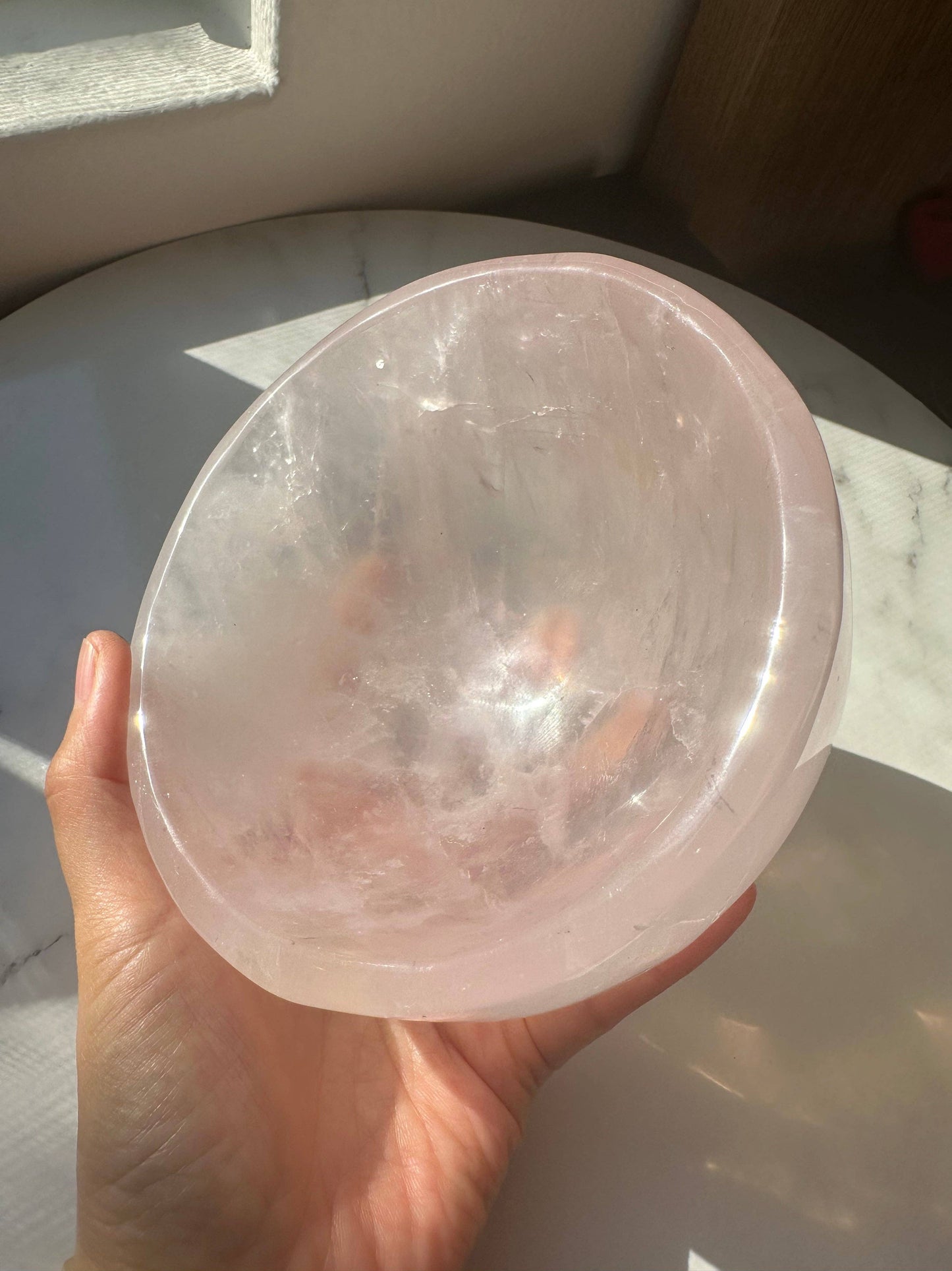 Large Rose Quartz Crystal Bowl Carving #1
