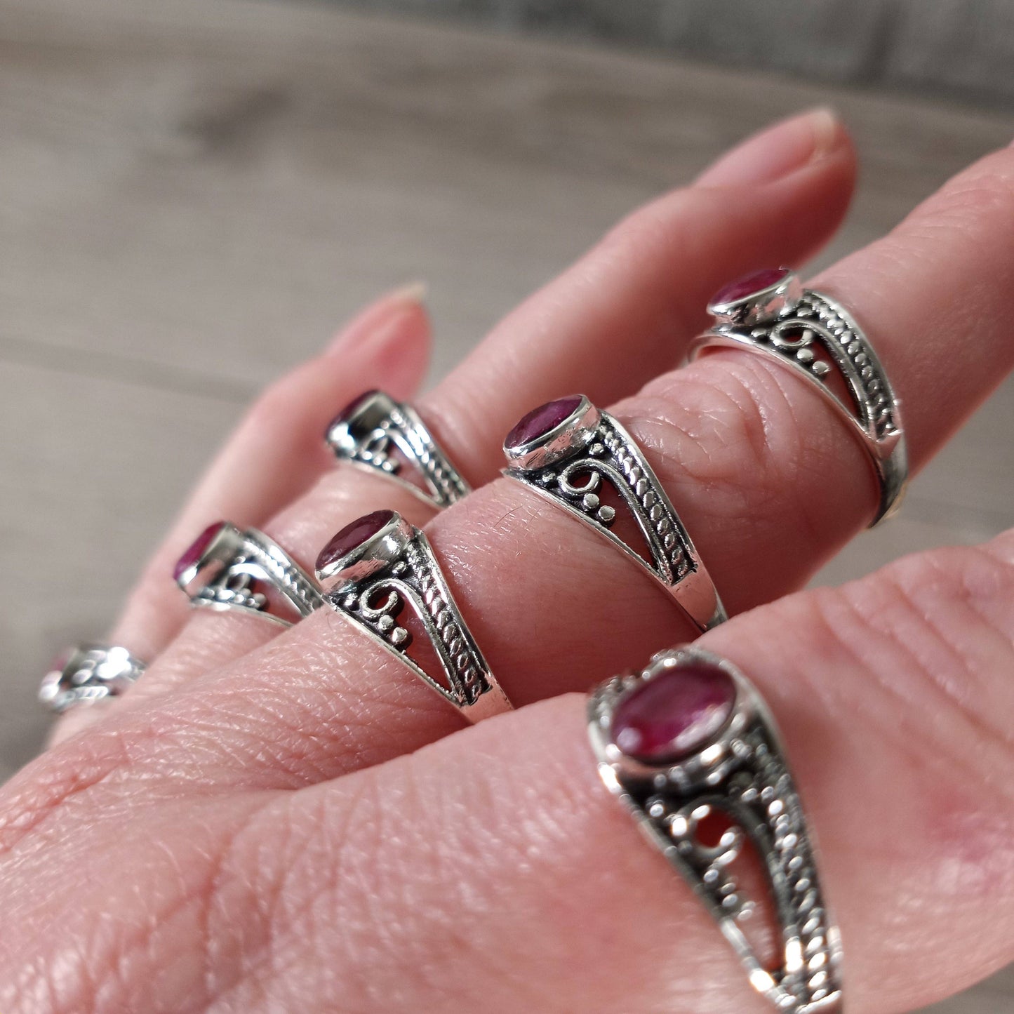Ruby Ring 925 Sterling Silver "Witchy Boho Style"