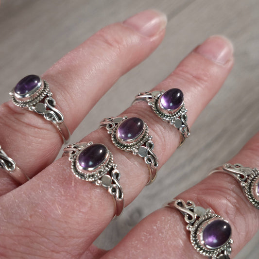 Amethyst Ring 925 Sterling Silver "Boho Chic"
