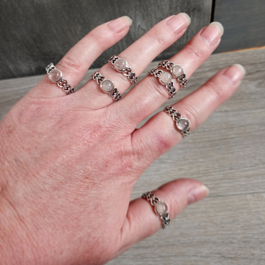 Rose Quartz 925 Sterling Silver Heart Ring
