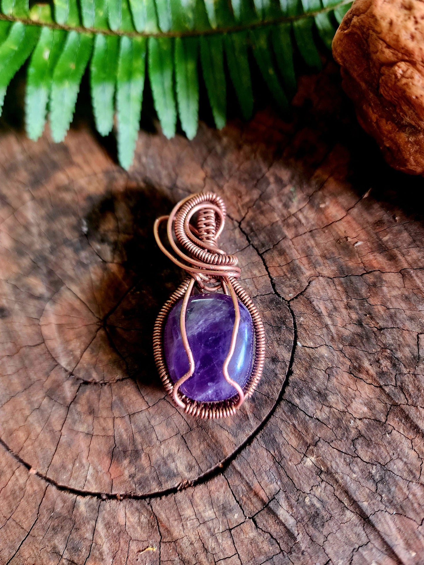 Copper Wire Wrap Crystal Amethyst Copper Wire Wrapped Handmade Pendant Australia