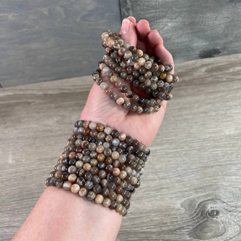 Black Moonstone Bracelet - 6mm - Jewellery Australia