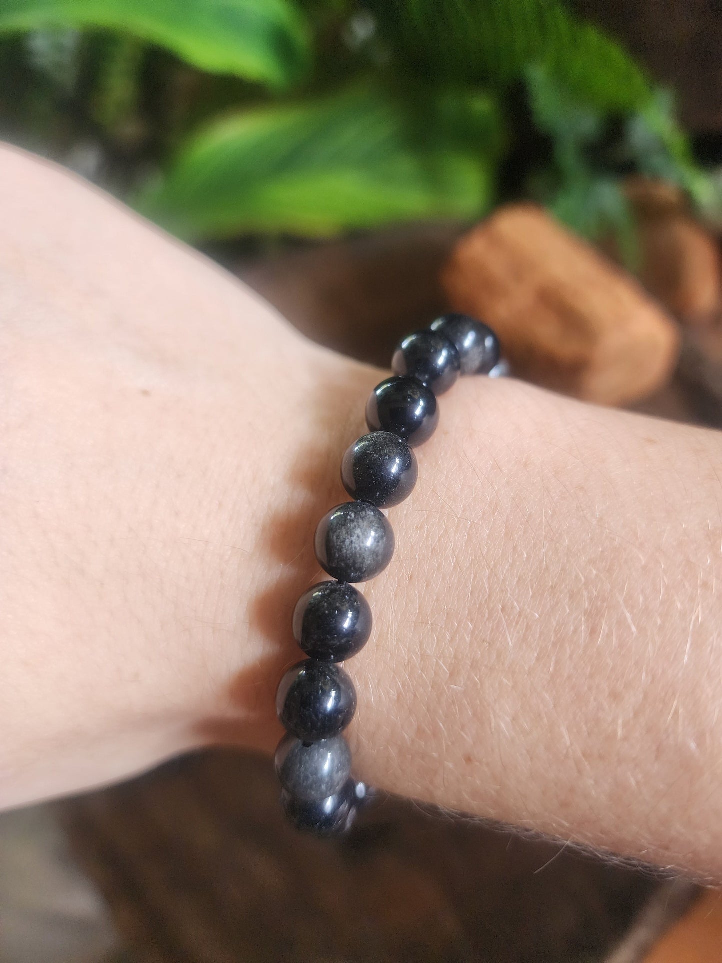 Black Obsidian Golden Sheen Bracelet 8mm Australia