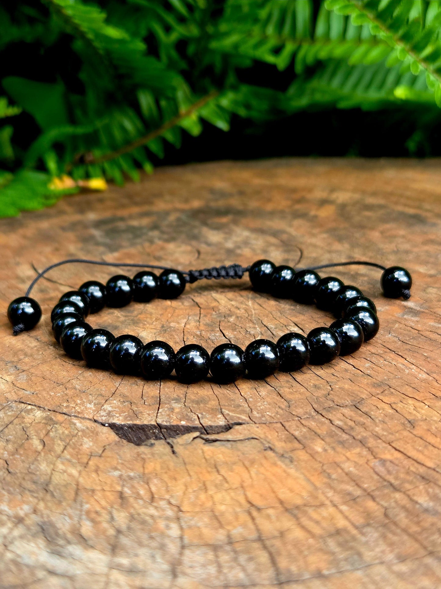 Jewellery Black Onyx Crystal Bracelet - 8mm Adjustable