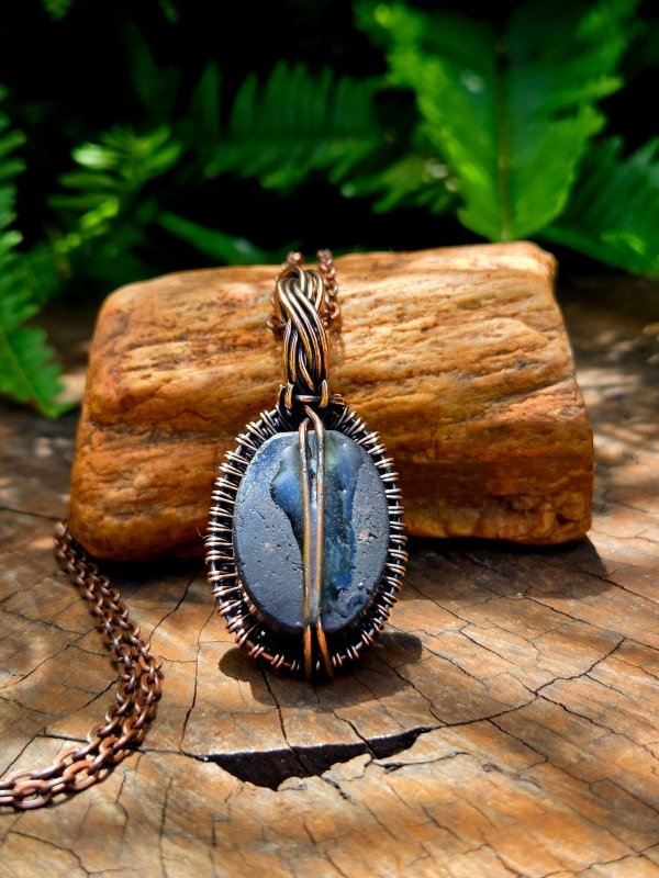 Black Tourmaline Crystal Copper Wire Wrapped Handmade Pendant Necklace - Jewellery Australia