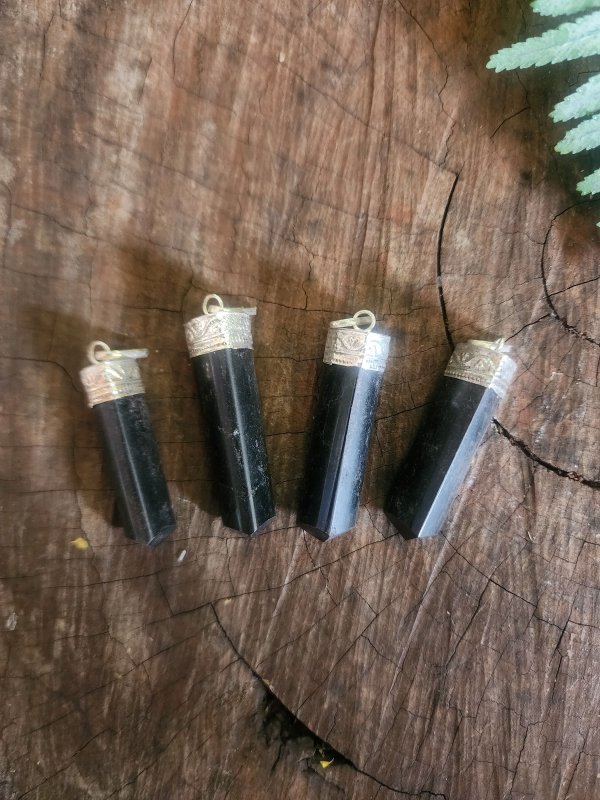 Black Tourmaline Crystal Pendant Necklace Silver - Grounding & Protection - Crystals Australia