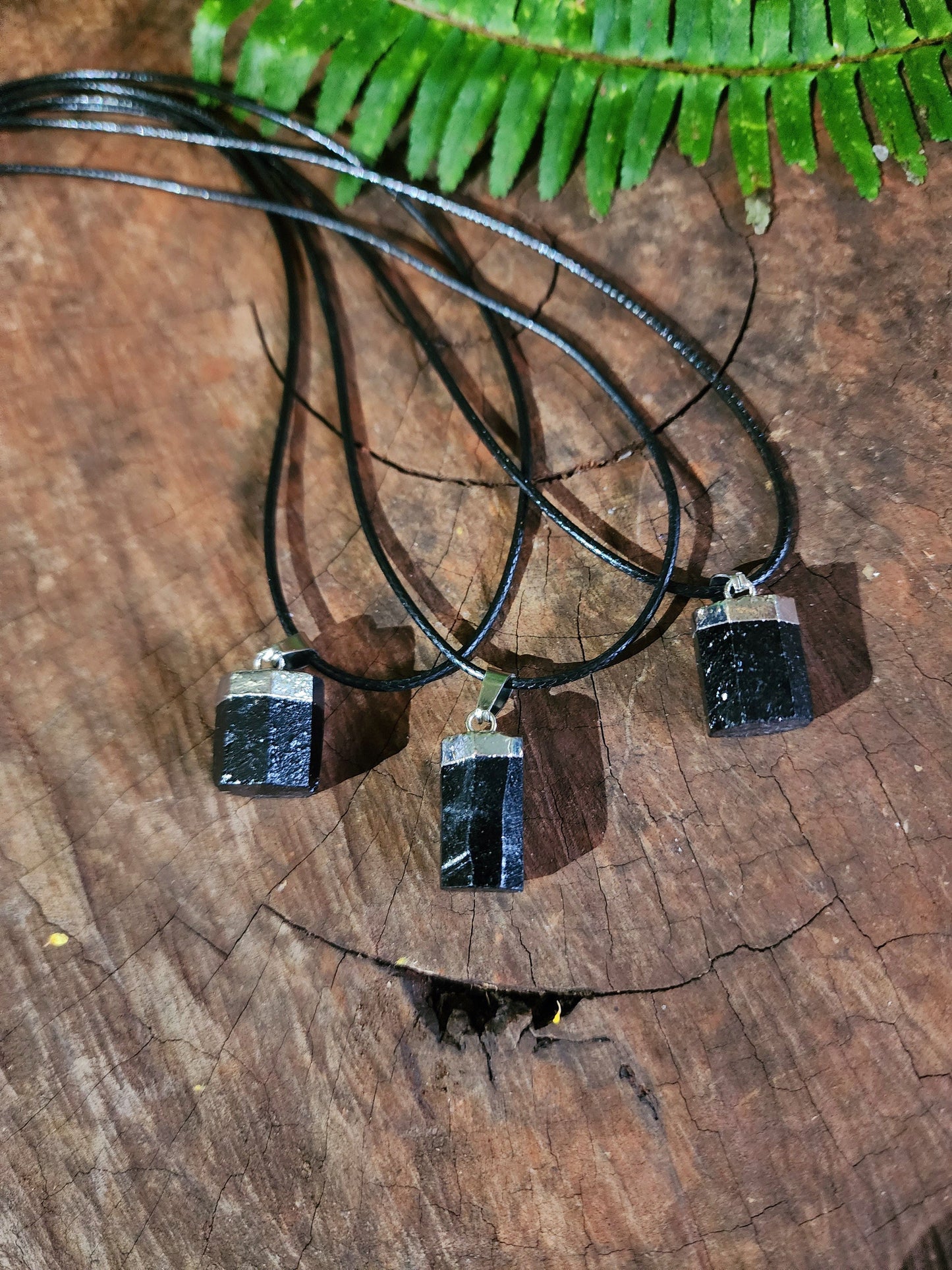 Crystals Black Tourmaline Pendant Necklace with Black Cord Australia