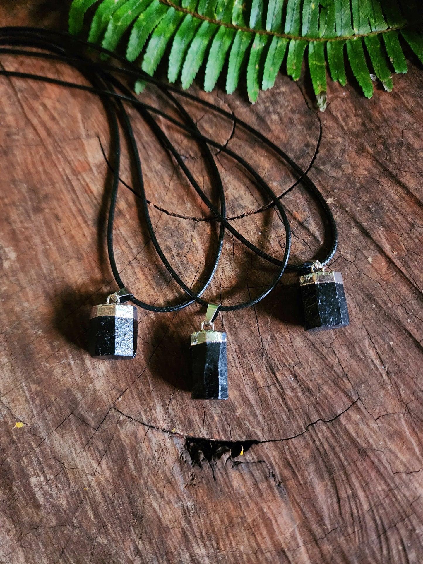 Crystals Black Tourmaline Pendant Necklace with Black Cord Australia