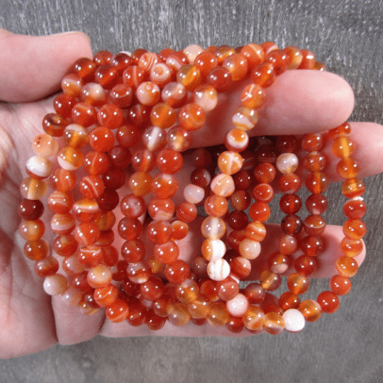 Crystals Carnelian Bracelet 6mm