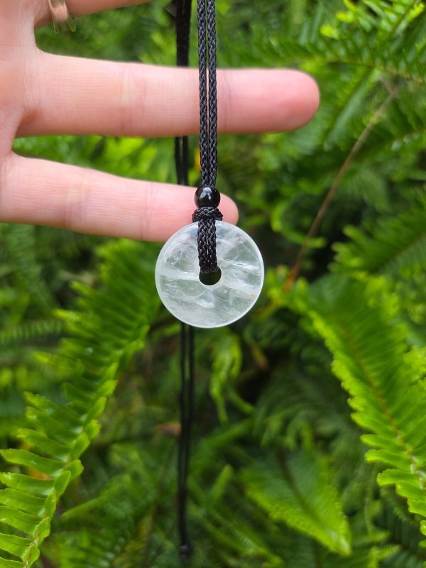 Clear Quartz Pendant Necklace - Circle Donut - Jewellery Australia
