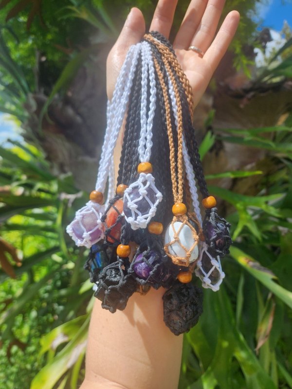 Crystal Macrame Pendant Necklace - Crystals Australia