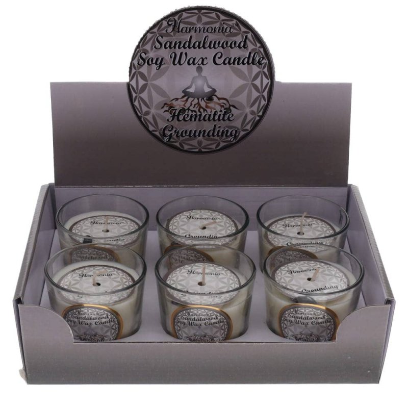 Crystal Votive Soy Candle - Grounding - Hematite & Sandalwood - Crystals Australia