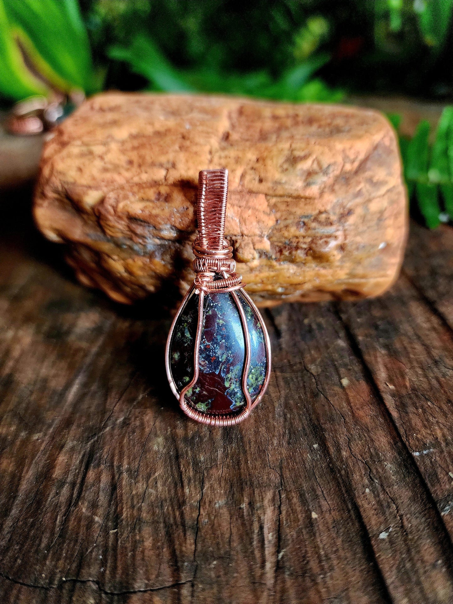 Copper Wire Wrap Crystal Dragon Blood Jasper Copper Wire Wrapped Handmade Pendant Australia