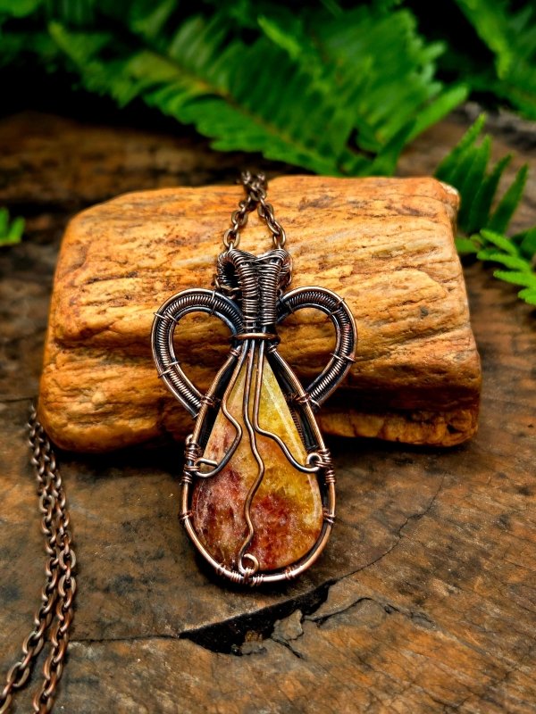 Golden Healer Quartz Copper Wire Wrapped Handmade Pendant Necklace - Jewellery Australia