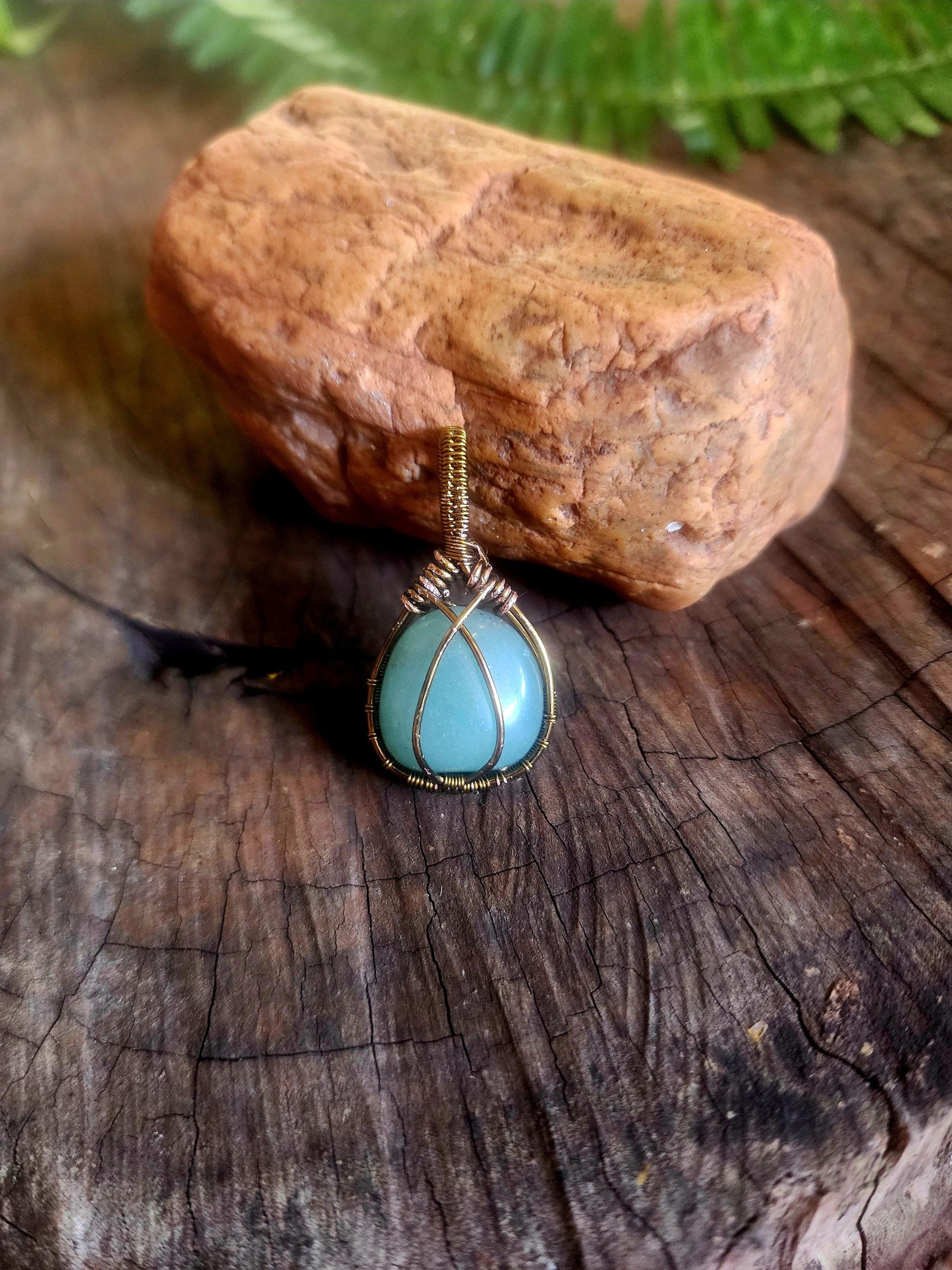Copper Wire Wrap Crystal Green Aventurine Copper Wire Wrapped Handmade Pendant Bronze Australia