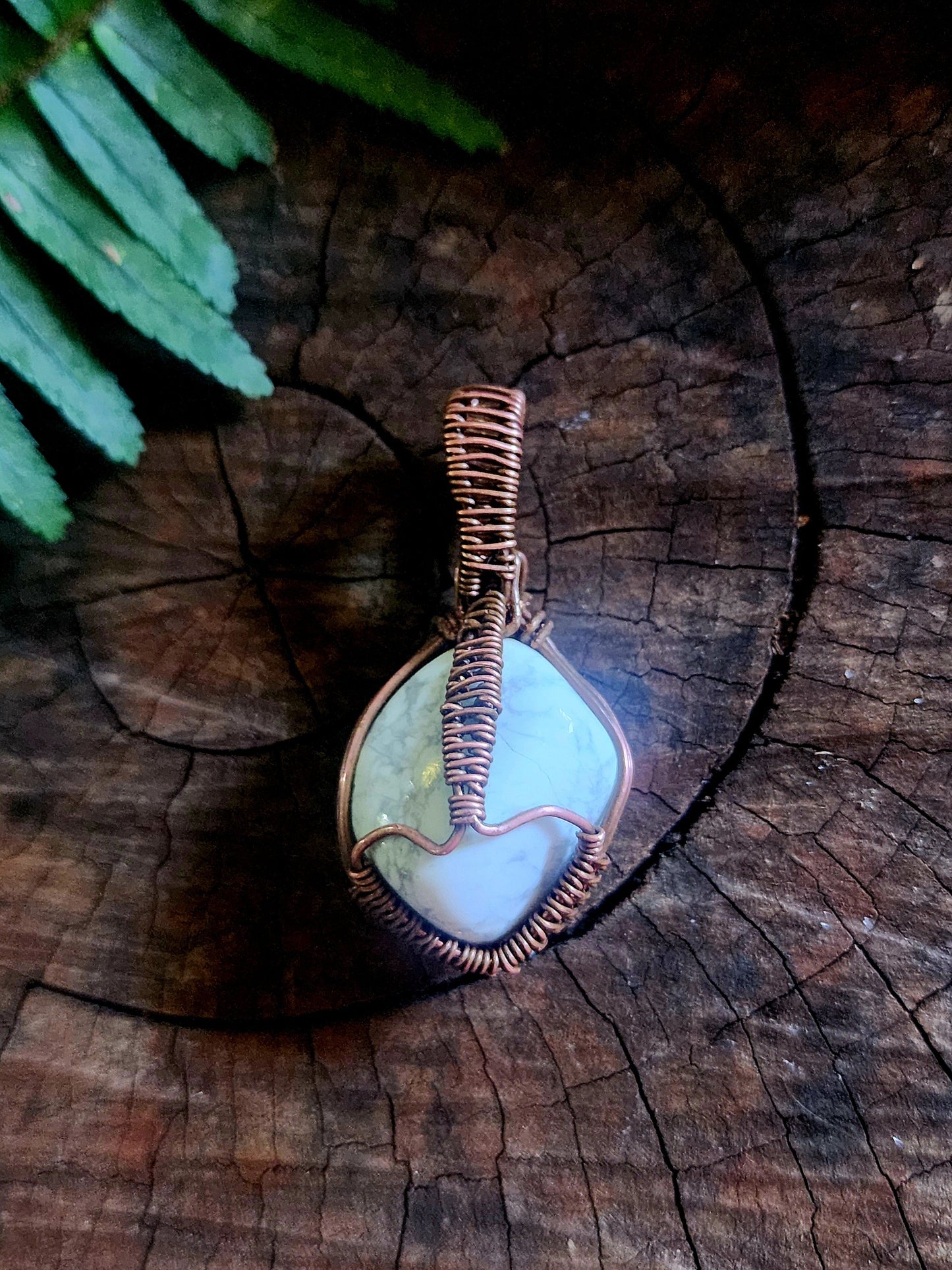 Howlite Copper Wire Wrapped Handmade Pendant Australia