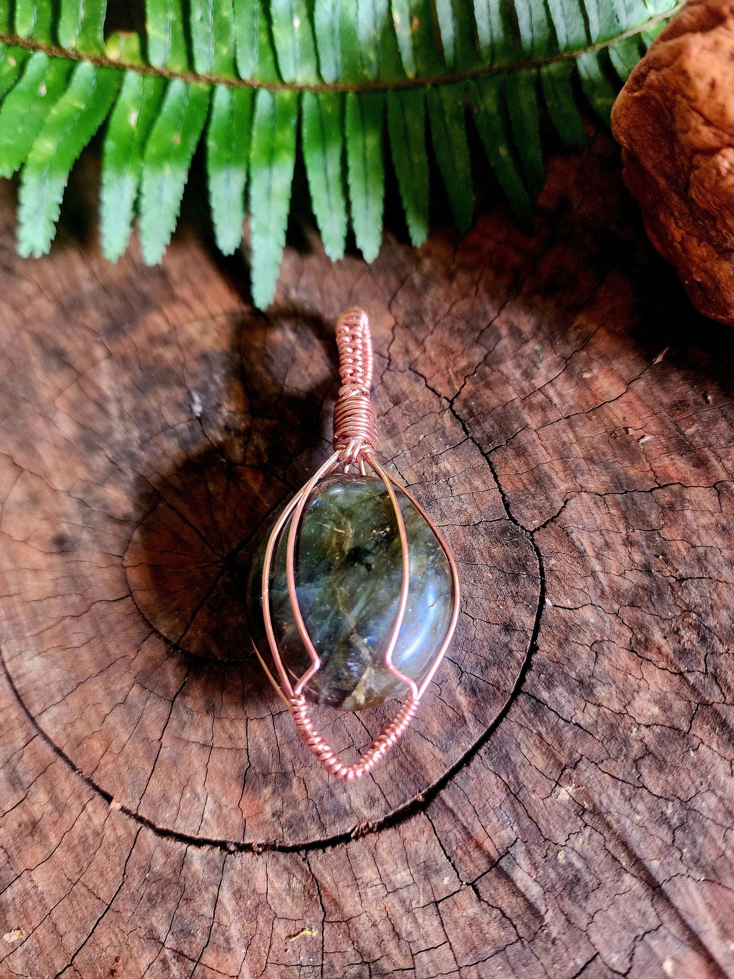 Labradorite Copper Wire Wrapped Handmade Pendant Australia