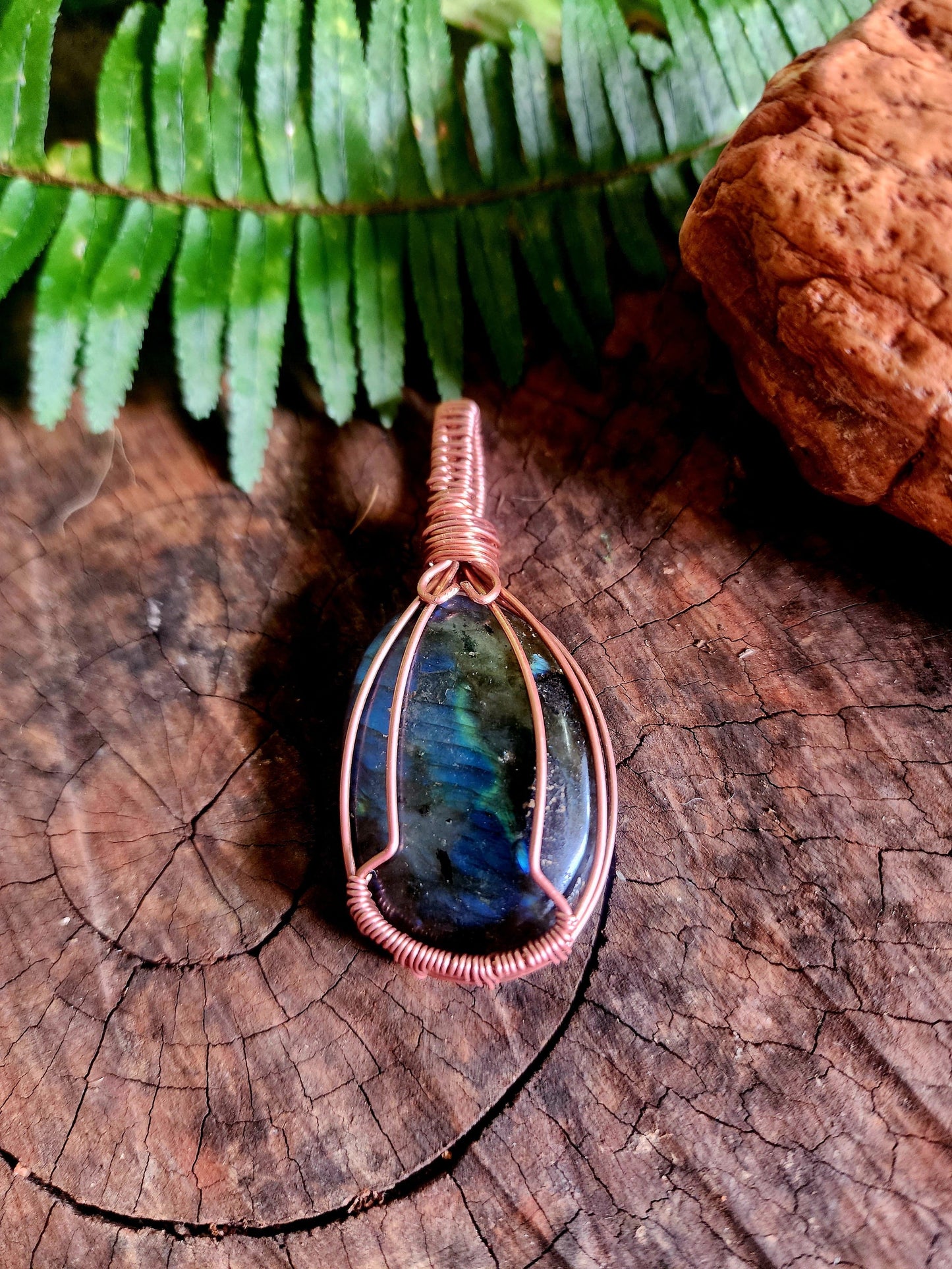 Labradorite Copper Wire Wrapped Handmade Pendant Australia