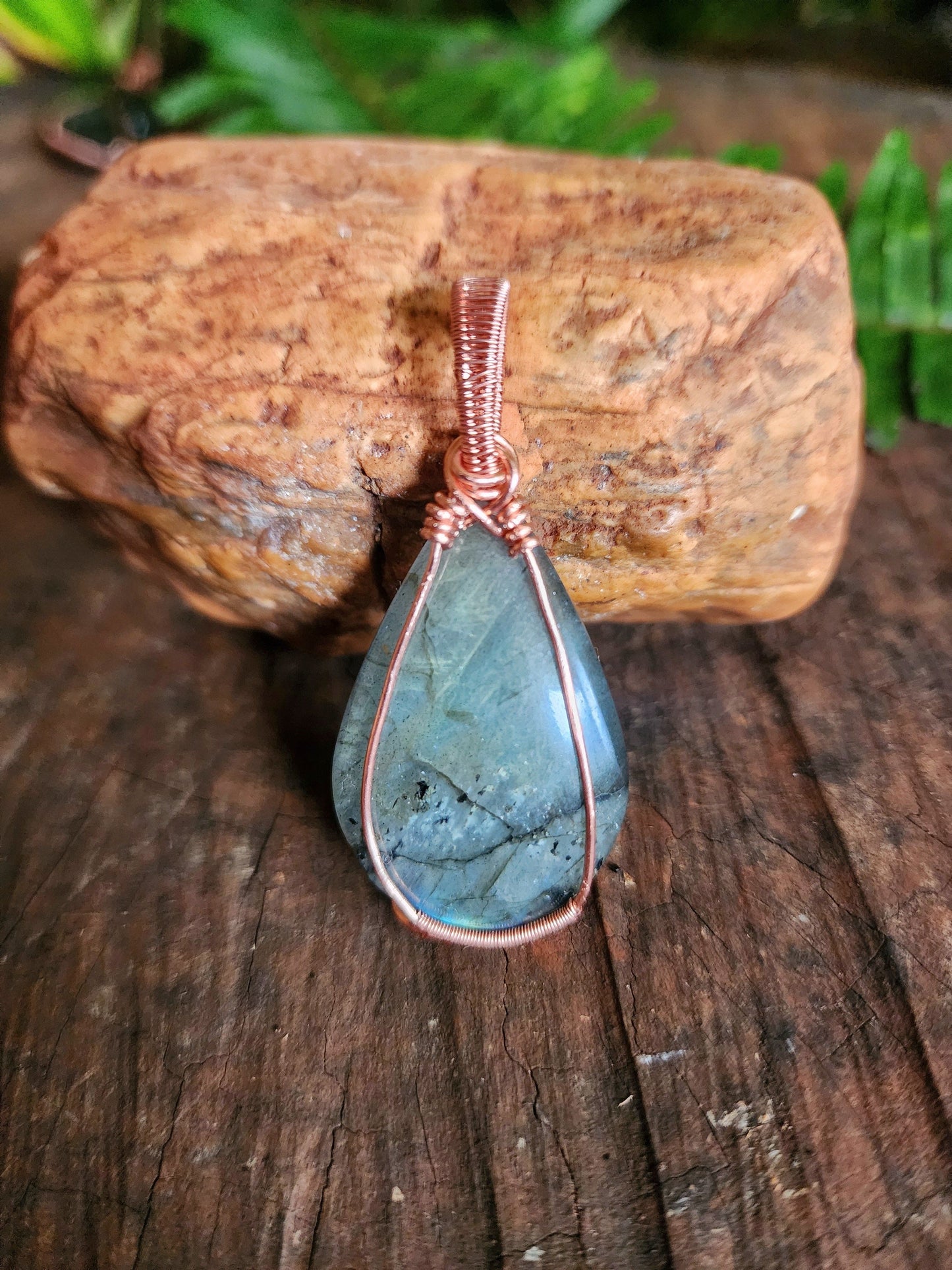 Copper Wire Wrap Crystal Labradorite Copper Wire Wrapped Handmade Pendant Australia