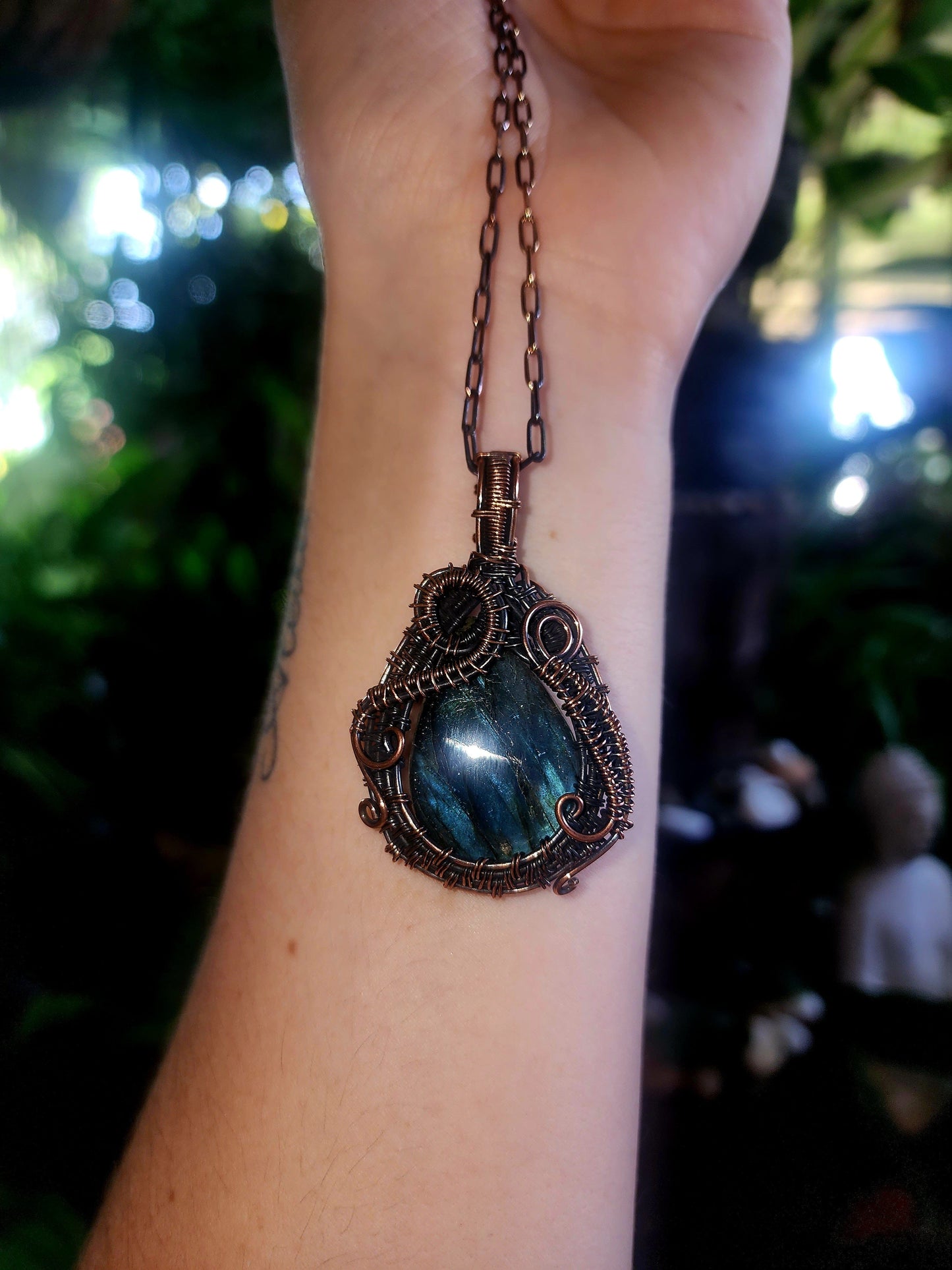 Copper Wire Wrap Crystal Labradorite Copper Wire Wrapped Handmade Pendant With Chain Australia
