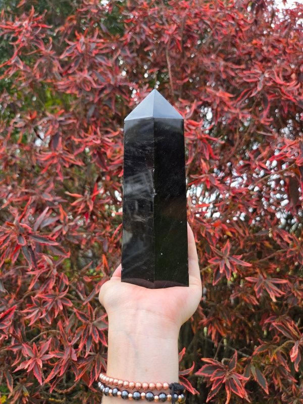 Large Black Obsidian Tower Point 1183g - Crystals Australia