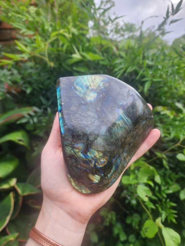 Large Labradorite Freeform Polished Slab 1032g - Crystals Australia