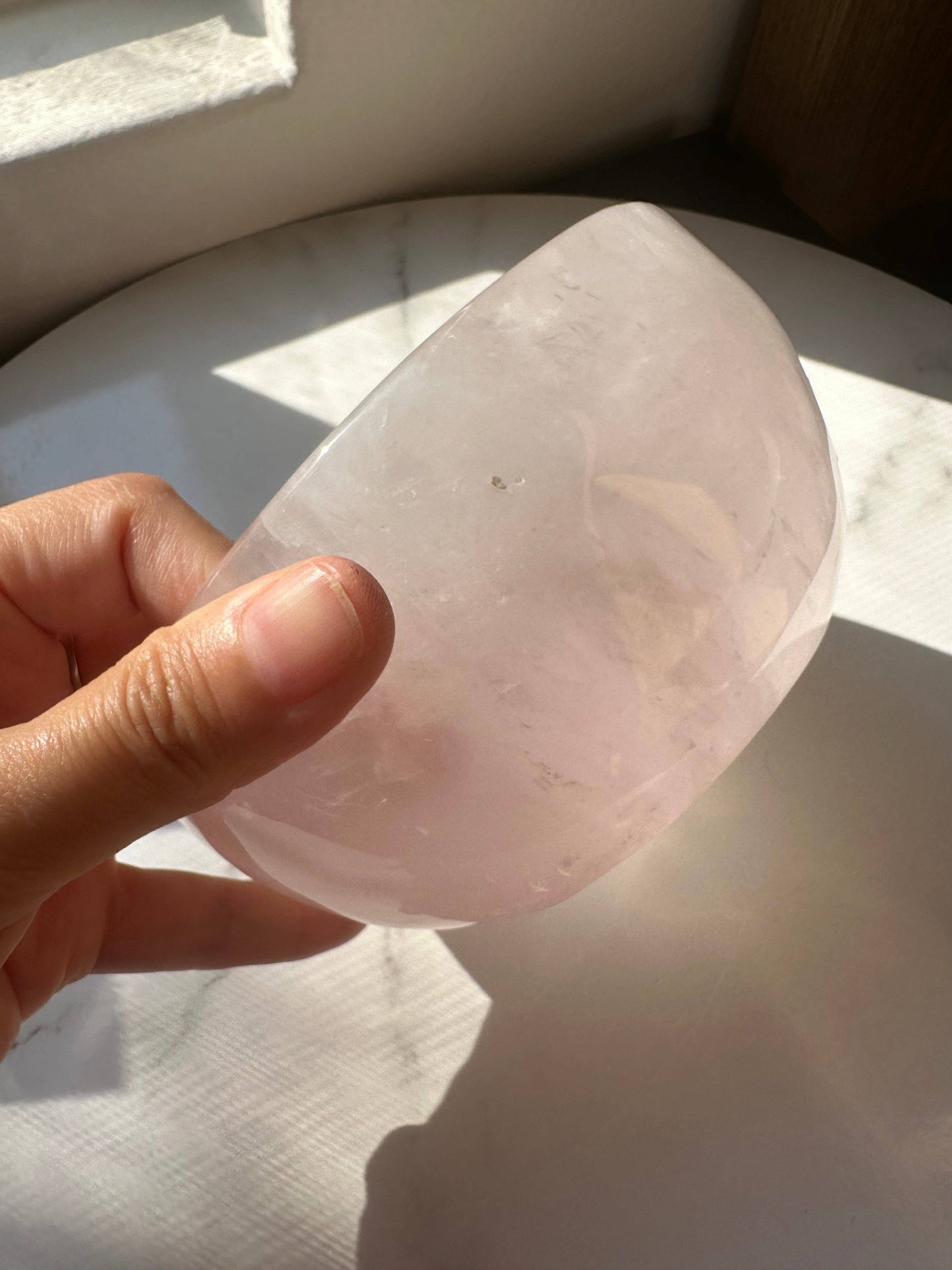 Carving Large Rose Quartz Crystal Bowl Carving #2