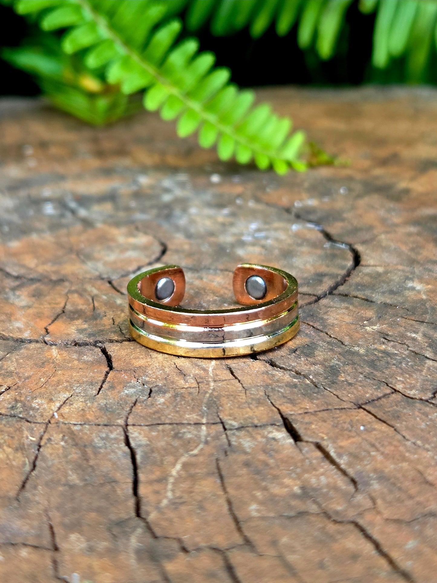Jewellery Magnetic Copper Ring - Tri-Colour - Pure Copper Jewellery