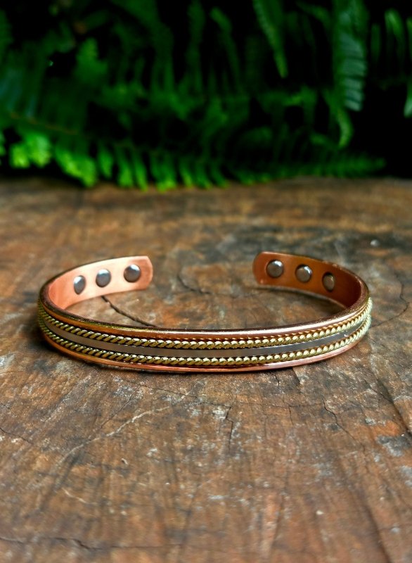 Magnetic Pure Copper Cuff Bracelet - Tricolour - Jewellery Australia