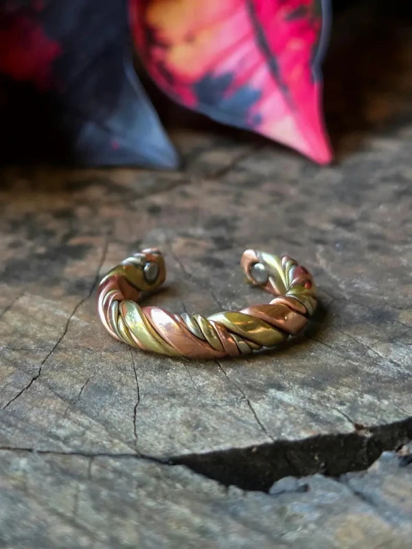 Magnetic Pure Copper Ring - Twisted Tricolour - Jewellery Australia