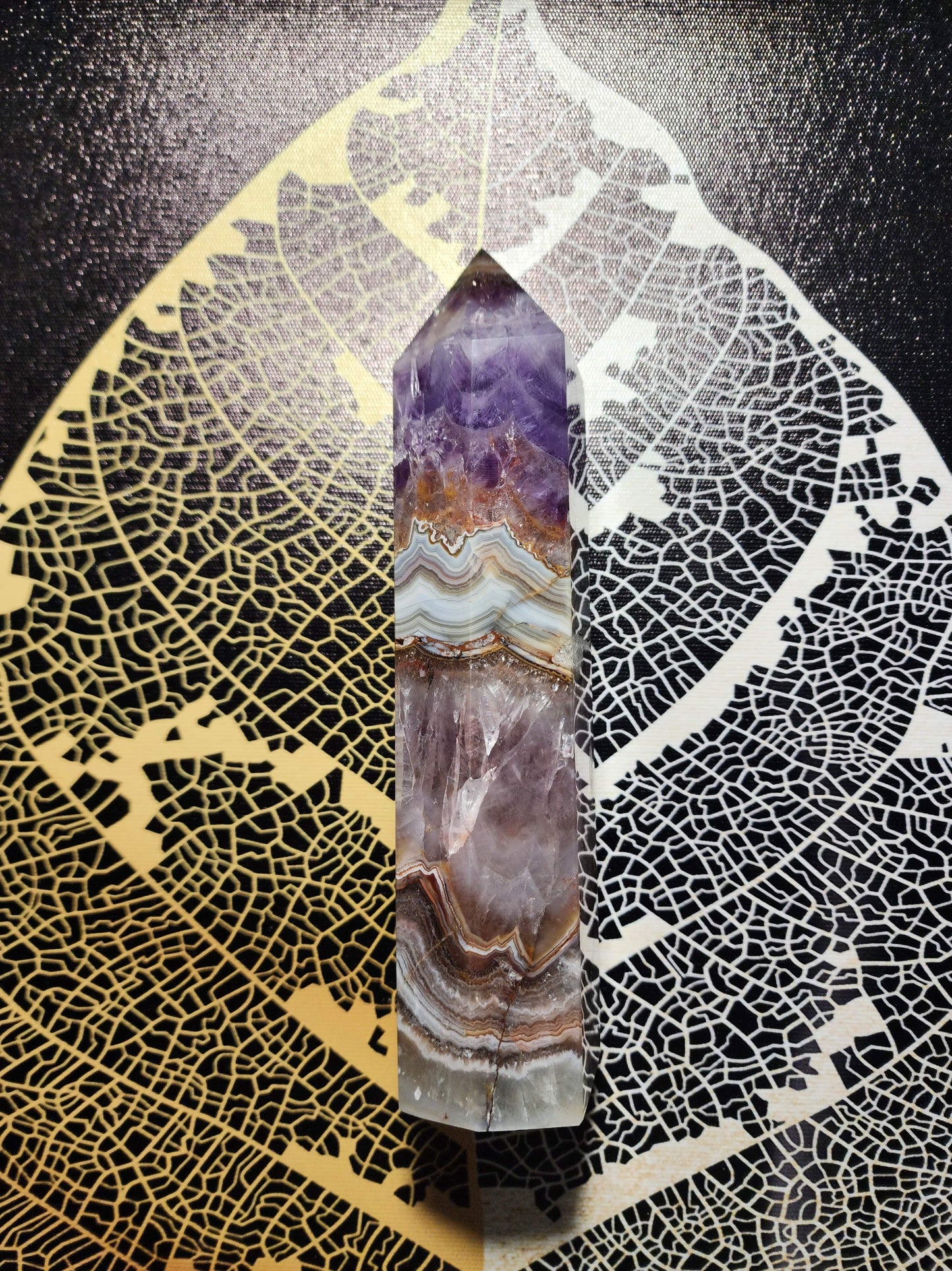 Crystals Natural Amethyst Agate Quartz Crystal Point 475g 17cm Australia
