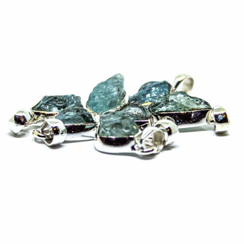 Natural Aquamarine Pendant Necklace - Sterling Silver 925 - Jewellery Australia