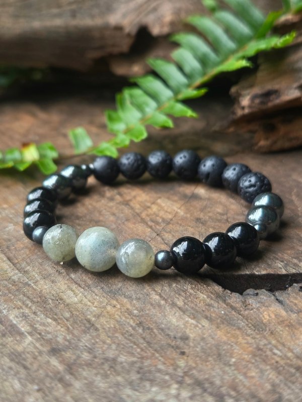 Protection Bracelet – Labradorite, Obsidian, Hematite & Lava Stone - Jewellery Australia