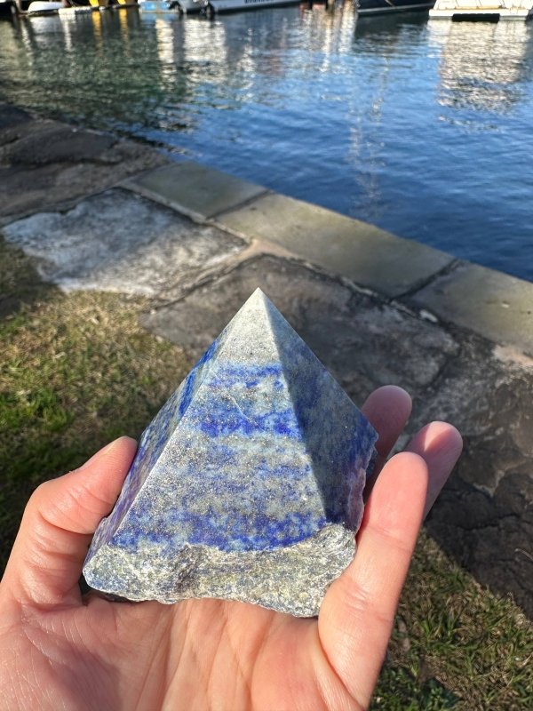 Raw Natural Lapis Lazuli Tower Point - Half Polished - Crystals Australia