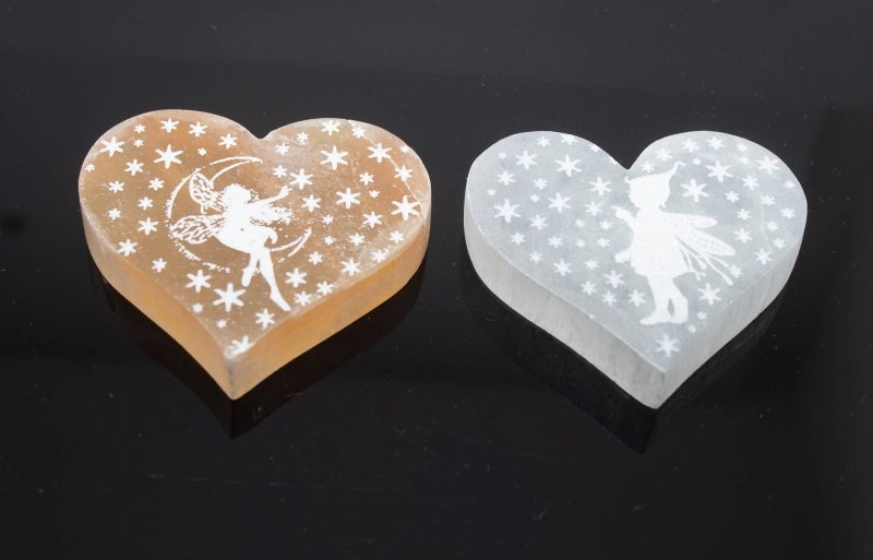 Selenite Fairy Heart Carving - Orange - Cleanse & Recharge - Crystals Australia