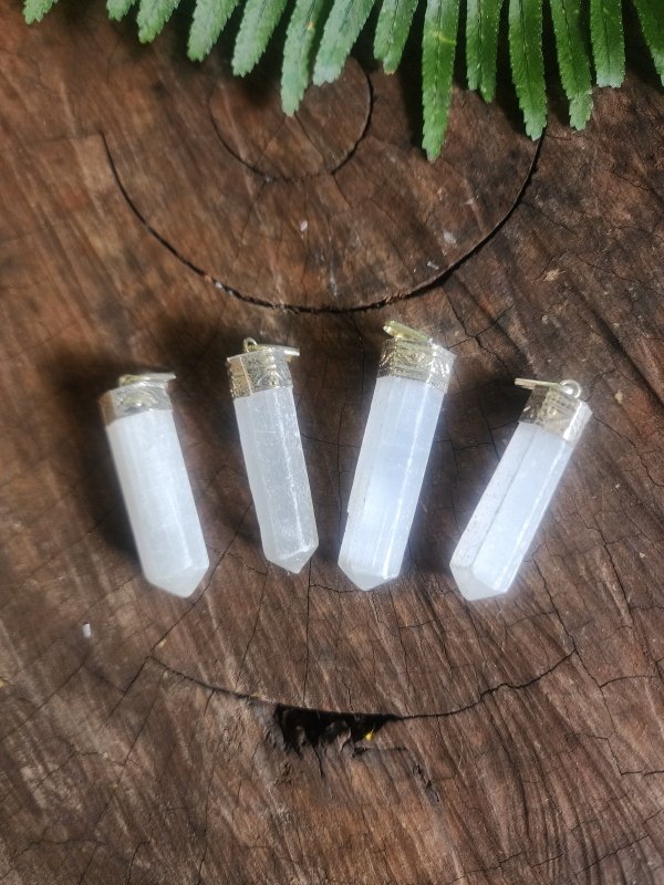 Selenite Pendant Necklace Silver - Crystals Australia