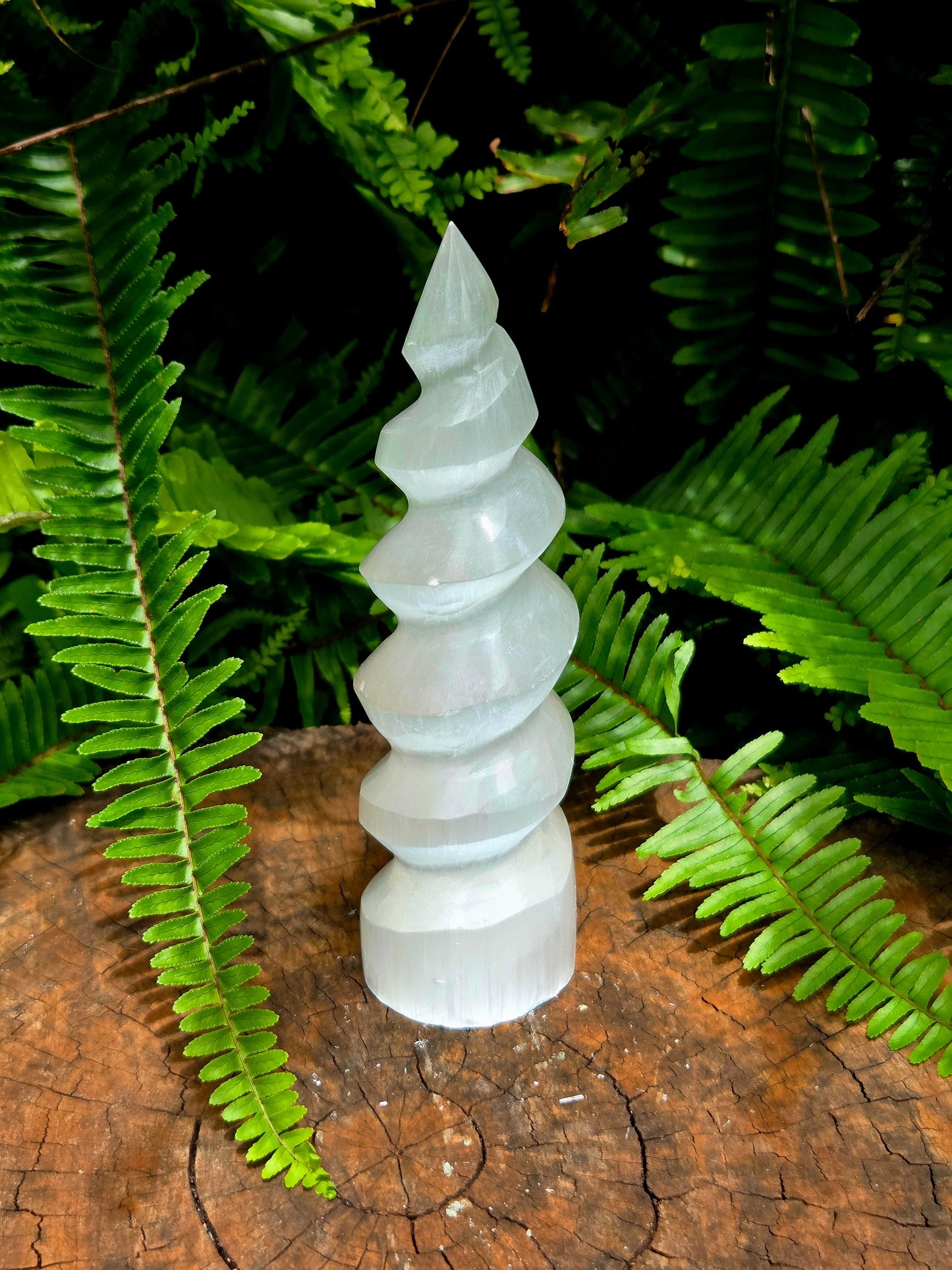 Crystals Selenite Spiral Tower 15cm