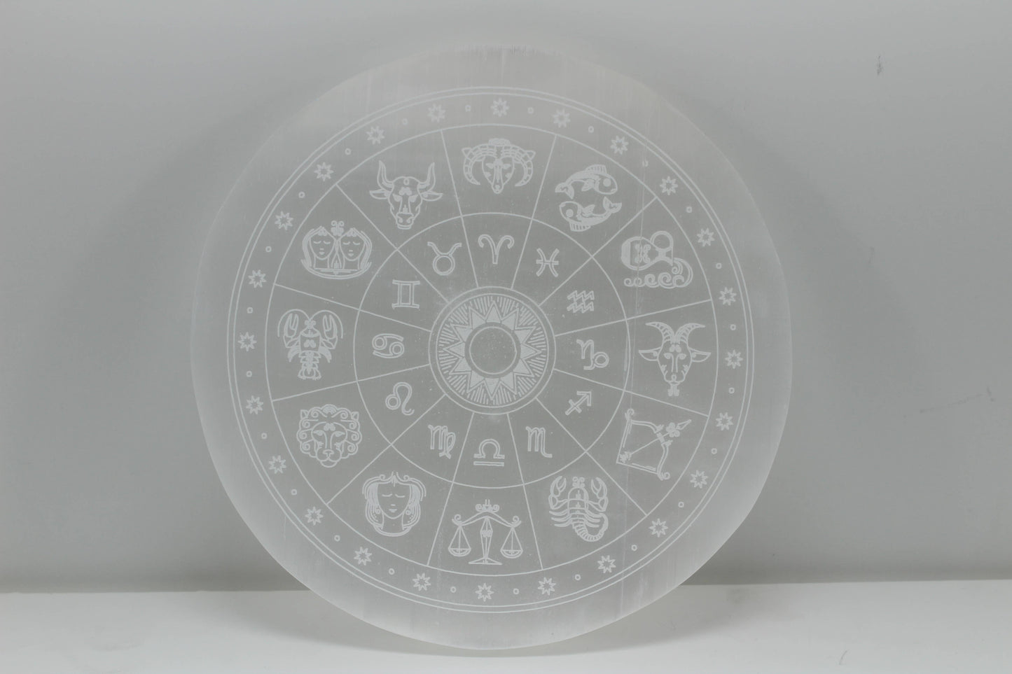 Crystals Selenite Zodiac Charging Plate Round 14cm Australia